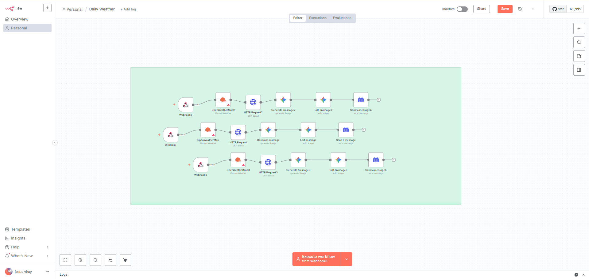 Daily Weather Update workflow preview